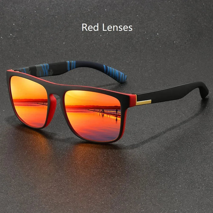 Red Lenses Vintage Style Square Sports Anti-Glare UV400 Sunglasses On Sale