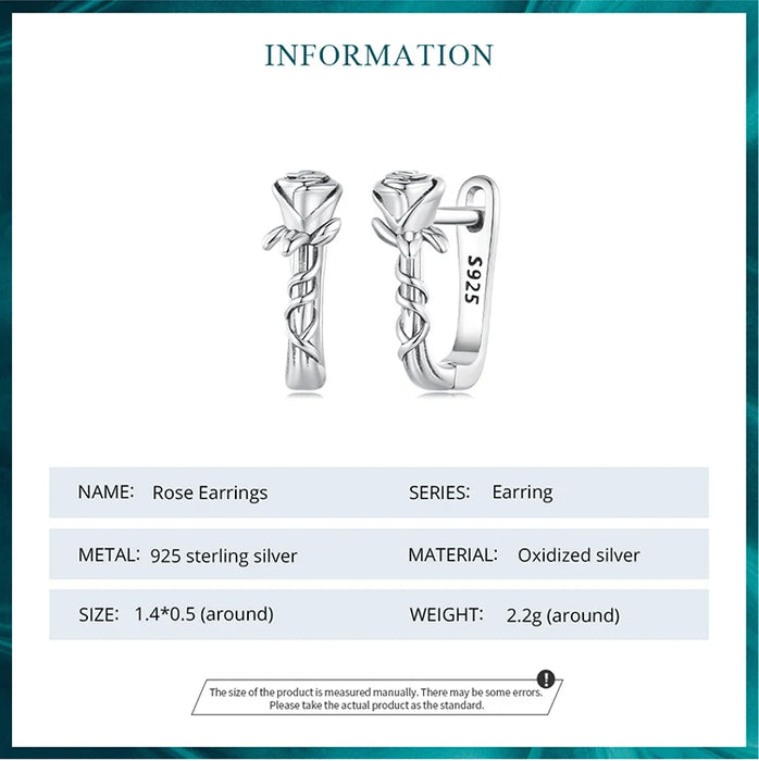 925 Sterling Silver Rose Vine Hoop Earrings On Sale