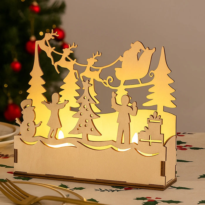 Winter Wonderland Candle Holder DIY Wooden Christmas Desktop Ornaments Home Decoration On Sale