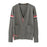 Unisex Grey Striped Long Sleeve Collegiate Knitted Cardigan Sweater On Sale