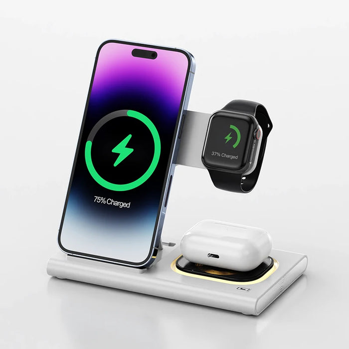 3-in-1 wireless charging stand in white