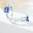 925 Sterling Silver Floral Design Hoop Earrings - Blue Enamel Butterfly Orchid On Sale