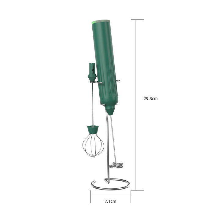 3-Speed Rechargeable Wireless Green Milk Frother Whisk On Sale