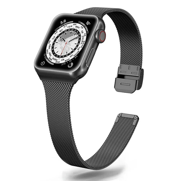 Black Slim Milanese Strap For Apple Watch Series 8, 7, SE, 6, 5, 4, 3 On Sale
