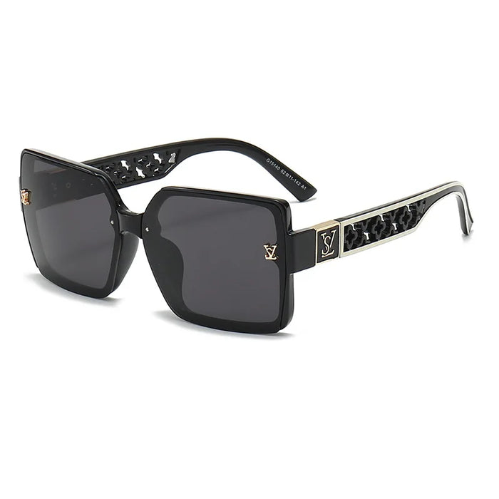 Black Classic Texture Frame Glamour Stylish Unisex UV400 Shades Square Sunglasses On Sale