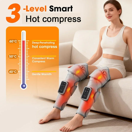 360° Cordless Air Compression Leg & Knee Massager with Heat, Rechargeable 3-Mode Calf Massage Wrap On Sale
