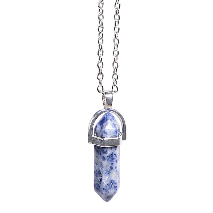 Natural Quartz Crystal Hexagonal Pillar Bullet Pendant Necklaces On Sale