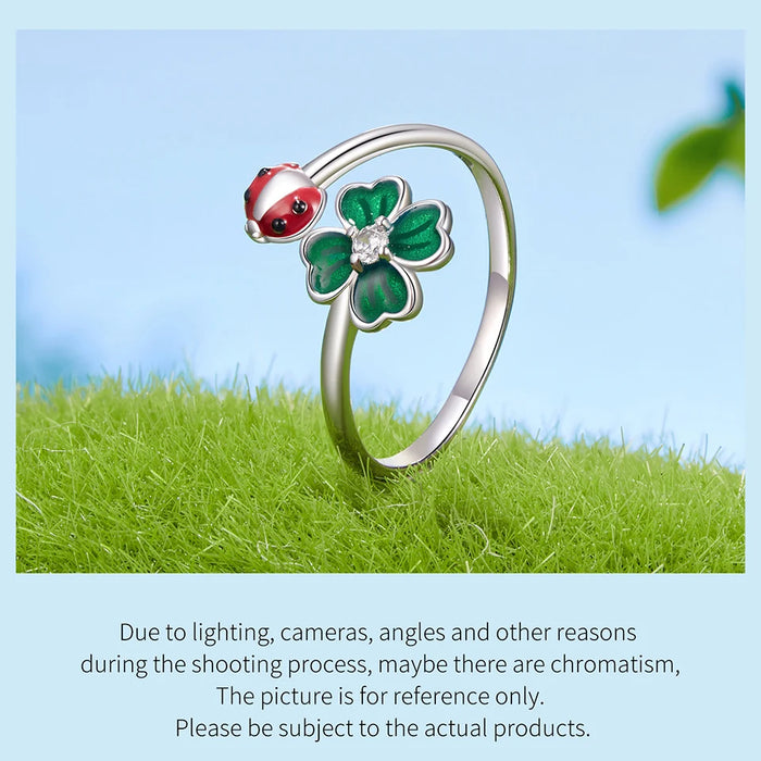 925 Sterling Silver Green Lucky Cloverleaf And Ladybug Earrings Jewelry Set On Sale