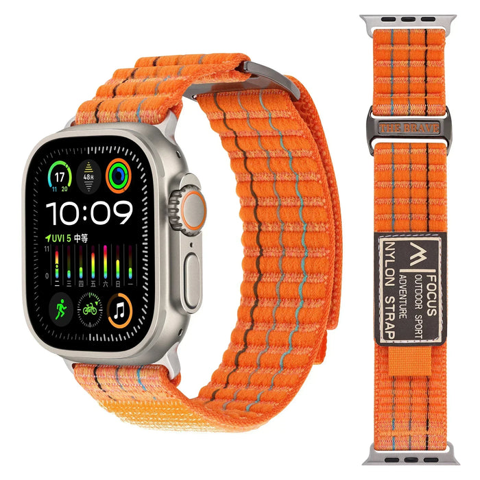 Orange Outdoor Sport Adventure Nylon Trail Loop Strap Collection for Apple Watch Band Ultra, 49mm, 46mm, 45mm,  42mm, 41mm, 40mm, 38mm On Sale