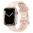 Pink White Two Color Stripe Designs Silicone Apple Watch Band 38mm, 40mm, 41mm, 42mm, 44mm, 45mm, 46mm, 49mm On Sale