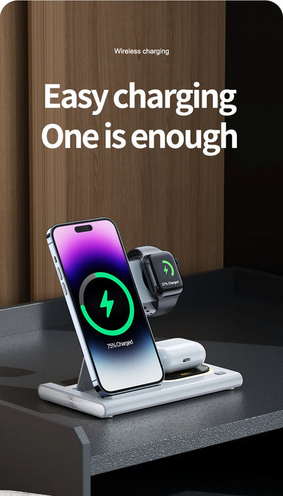 3-in-1 wireless charging stand for compatible smartphone, smartwatch and earbuds on sale