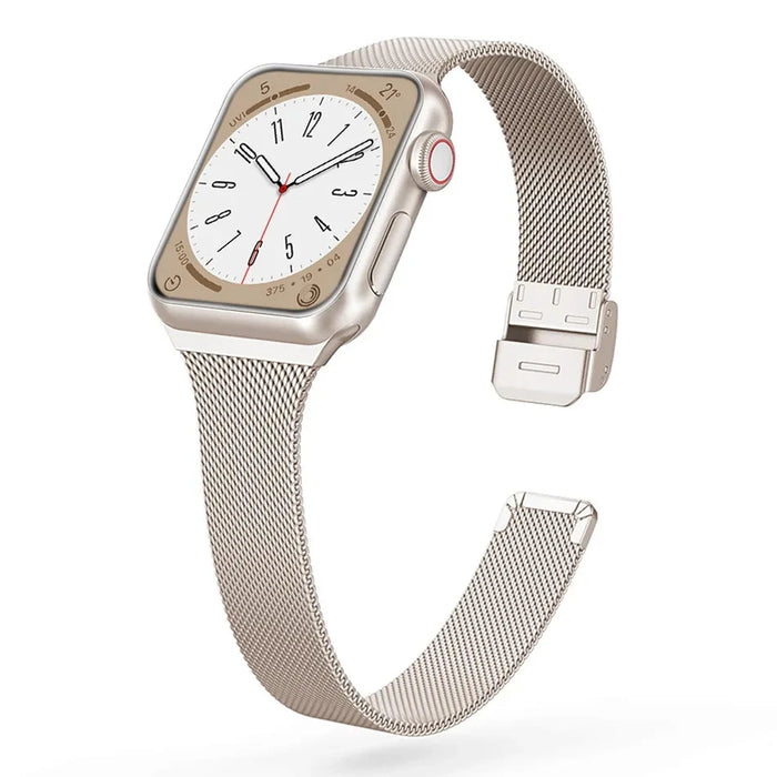 Starlight Vintage Gold Slim Milanese Strap For Apple Watch Series 8, 7, SE, 6, 5, 4, 3 On Sale