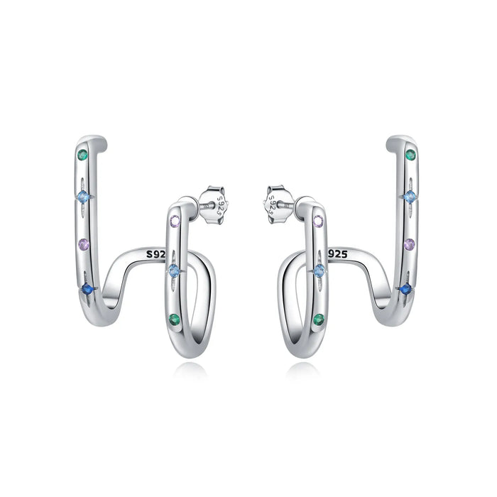 925 Sterling Silver Dreamy Celestial Elegance Star & Moon Hoop Earrings On Sale 