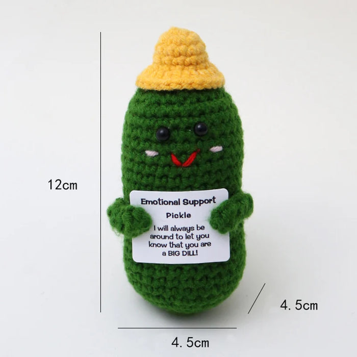 Handmade Positive Message Cute Upbeat Pickle Crochet Plush Dolls For Desktop And Home Decor On Sale