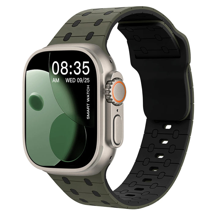 Green Black Textured Silicone Sport Watch Band Compatible With Apple Watch 38mm 40mm 41mm 42mm 44mm 45mm 46mm 49mm (Series 3–11, SE & Ultra) On Sale