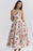 Red Rose Floral Printed A-Line Vintage Style Temperament Dress On Sale