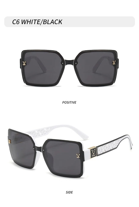 Classic Texture Frame Glamour Stylish Unisex UV400 Shades Square Sunglasses On Sale