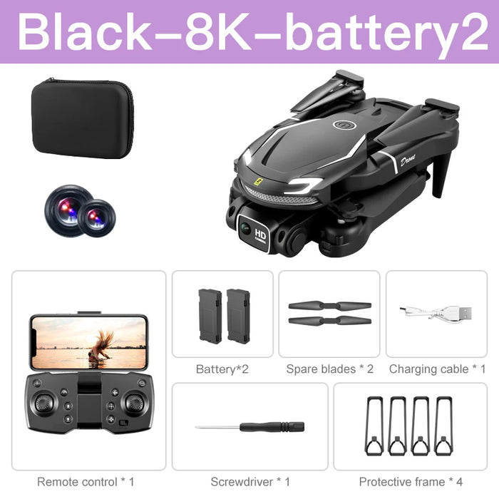 Black V88 Professional 5G Optical Flow 8K GPS Dual HD Camera Obstacle Avoidance Drone With 2 Battery On Sale