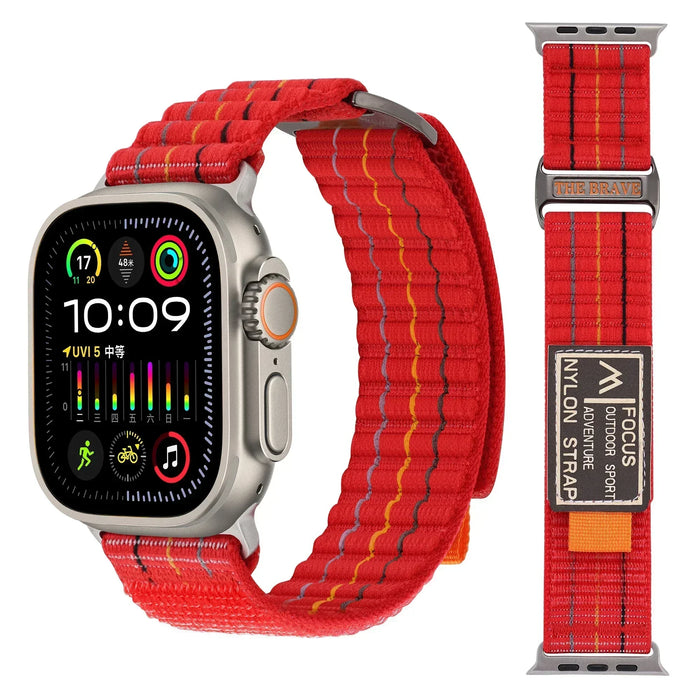 Red Outdoor Sport Adventure Nylon Trail Loop Strap Collection for Apple Watch Band Ultra, 49mm, 46mm, 45mm,  42mm, 41mm, 40mm, 38mm On Sale