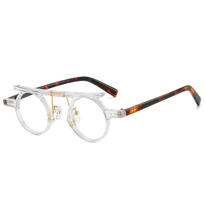 Transparent Leopard Retro UV400 Round Steampunk Sunglasses On Sale