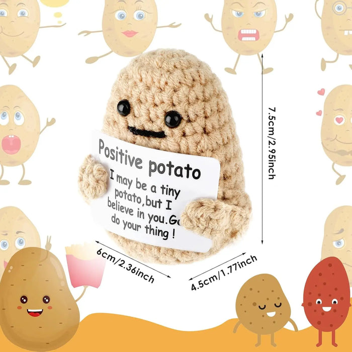 Handmade Positive Message Cute Upbeat Potato Crochet Plush Dolls For Desktop And Home Decor On Sale