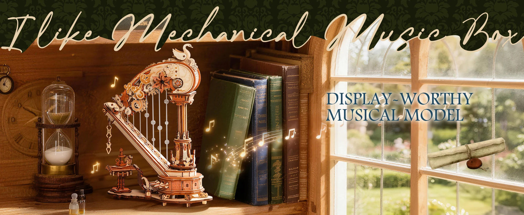 350 Piece DIY Mechanical Harp Music Box 3D Wooden Puzzle Model Kit with Ave Maria Melody On Sale