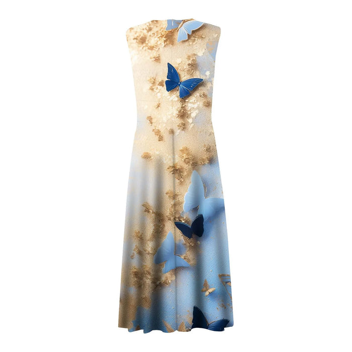 Gold Butterfly Printed Dress On Sale