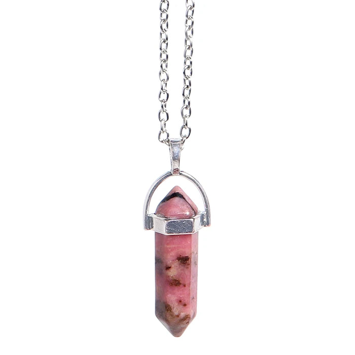 Natural Quartz Crystal Hexagonal Pillar Bullet Pendant Necklaces On Sale