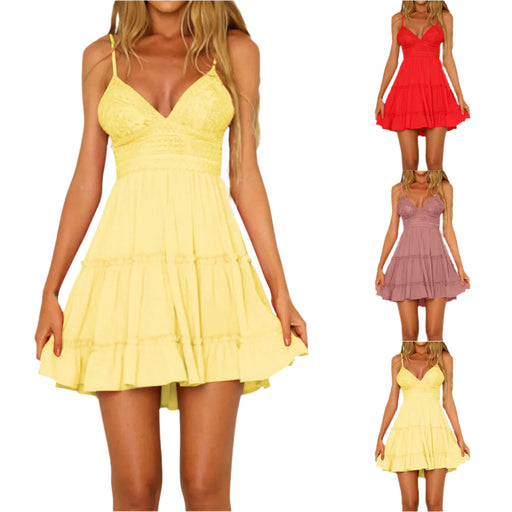 Spaghetti Strap Backless Lace Bowtie Dresses On Sale
