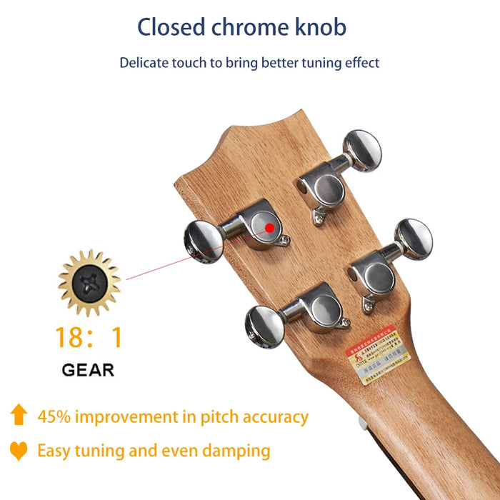 21/ 23/ 26 Inches Lightweight Sapele Ukulele Starter Kit With Carbon Strings And Rosewood Body, And Bag, Winder And Capo On Sale