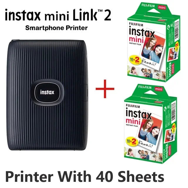 Space Blue White Fujifilm Instax Mini Link 2 Printer With 40 Mini Film Sheets On Sale