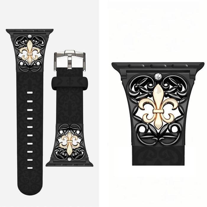 Lris Black - 12 Constellations Silicone Sport Watch Band With Stainless Steel Zodiac Symbol Detail Compatible with Apple Watch Series 1–11, SE, Ultra, and Ultra 2 On Sale
