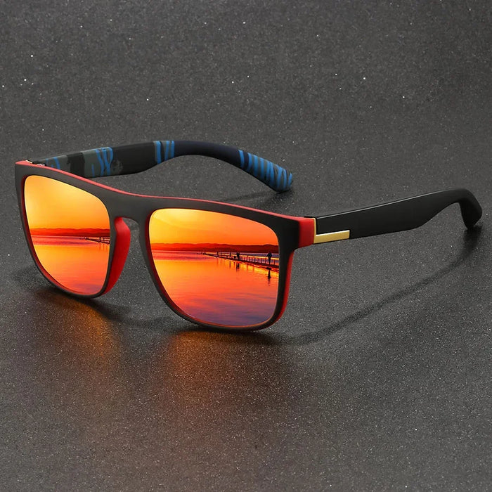 Red Lenses Vintage Style Square Sports Anti-Glare UV400 Sunglasses On Sale