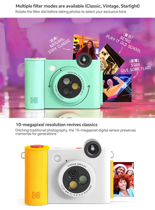 Kodak Smile+ 10MP Wireless Digital Instant Camera With Zink Inkless Printing On Sale