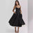 Black Floral Printed A-Line Vintage Style Temperament Dress On Sale