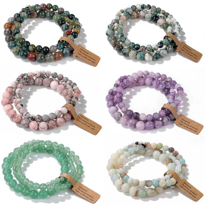 3pcs Set Natural Stone Beads Couple Bracelet On Sale