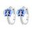 925 Sterling Silver Flower Design Hoop Earrings - Blue Enamel Butterfly Orchid On Sale