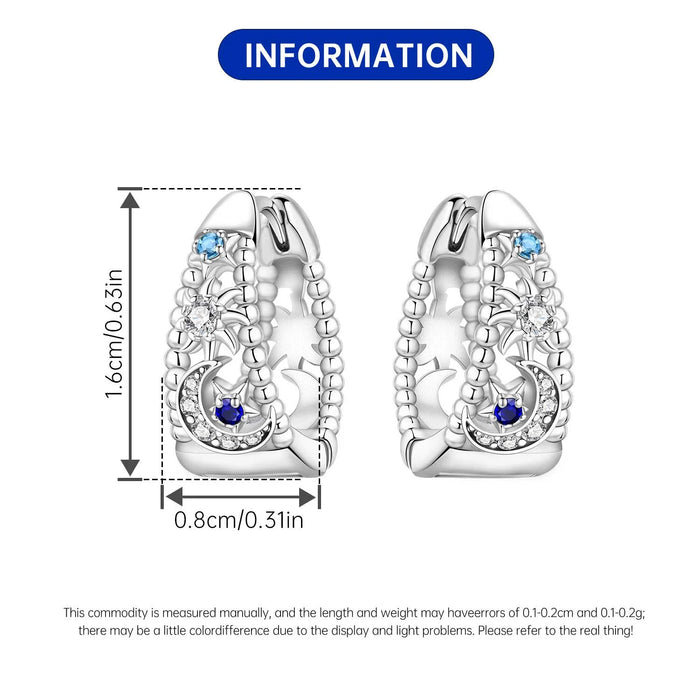 925 Sterling Silver Dreamy Celestial Elegance Sun, Star & Moon Hoop Earrings On Sale 