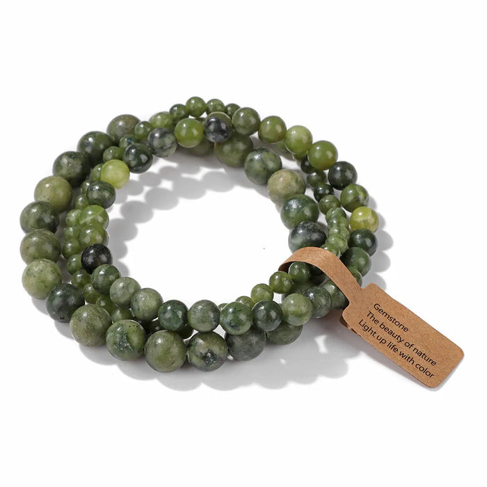 3pcs Set Southern Jades Natural Stone Beads Couple Bracelet On Sale