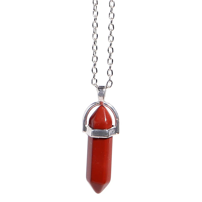 Natural Quartz Crystal Hexagonal Pillar Bullet Pendant Necklaces On Sale