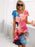 Women's Floral Print Crew Neck Short Sleeves Tiered Chiffon Dresses On Sale