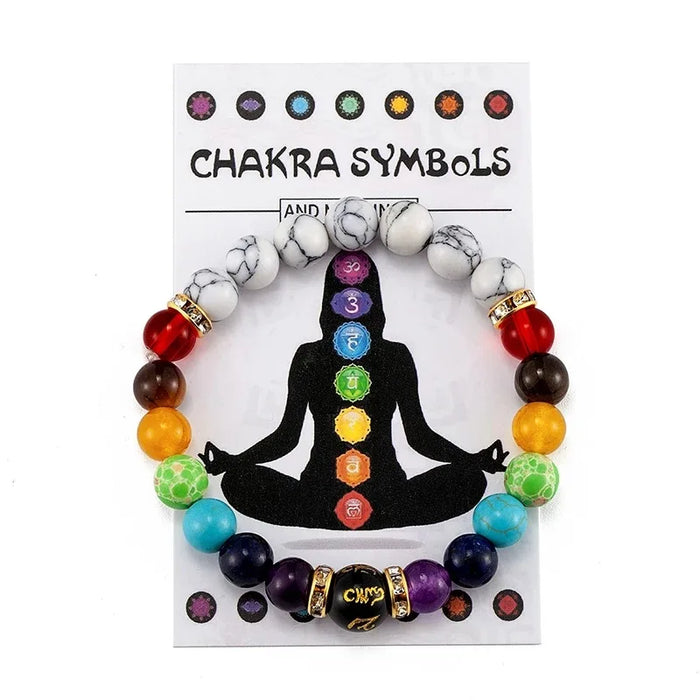 7 Chakras Symbols Reiki Power Of Energy Natural Crystal Stone Yoga Charm Couple Bracelet On Sale