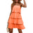 Orange Ruffle Tiered Layered spaghetti Strap Chiffon Mini Swing Dress On Sale