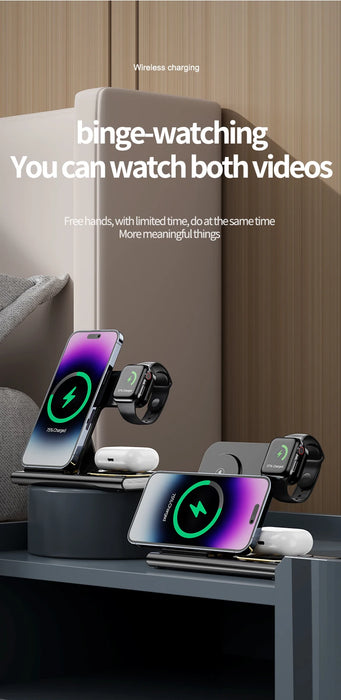 3-in-1 wireless charging stand for compatible smartphone, smartwatch and earbuds on sale