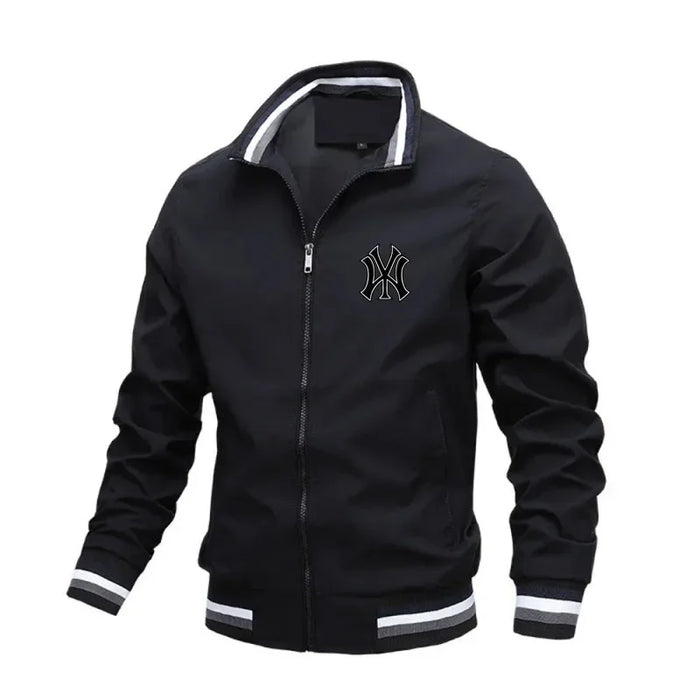Unisex Varsity Jacket – Lightweight Retro Baseball Style Coat for Men and Women In Black On Sale