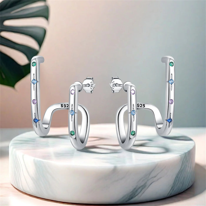 925 Sterling Silver Dreamy Celestial Elegance Star & Moon Hoop Earrings On Sale 