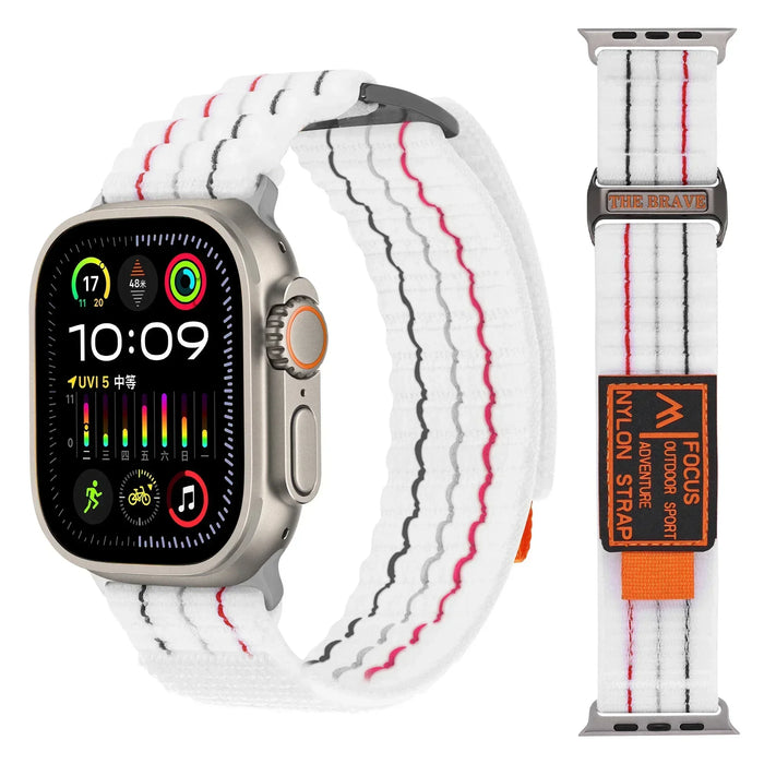 White Outdoor Sport Adventure Nylon Trail Loop Strap Collection for Apple Watch Band Ultra, 49mm, 46mm, 45mm,  42mm, 41mm, 40mm, 38mm On Sale