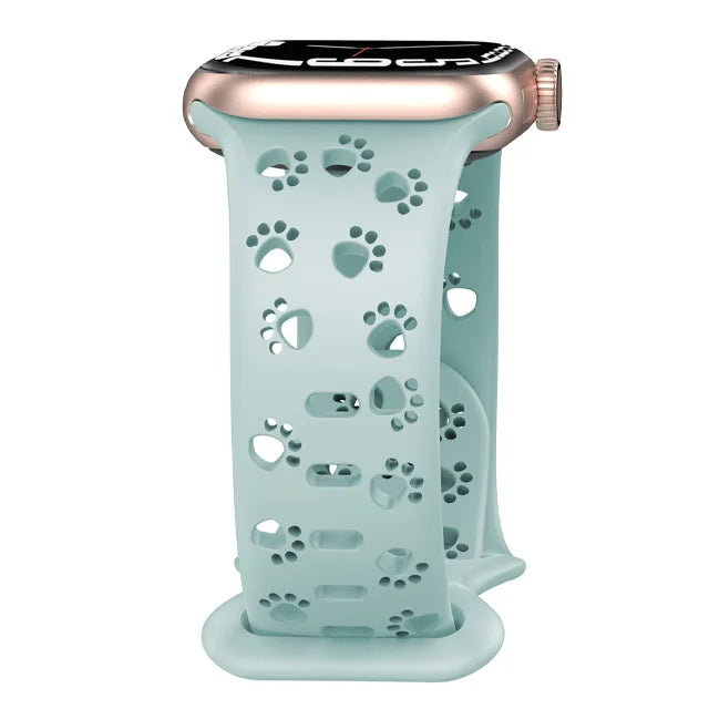 Turquoise Animal Paws Hollow-out Design Silicone Strap for Apple Watch Band Ultra 2, Series 10, 9, SE, 8, 7, 6, 5 On Sale