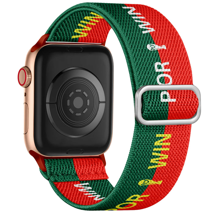 Portugal flag soccer series nylon stretch adjustable watch band compatible with Apple Watch 38mm-49mm On Sale