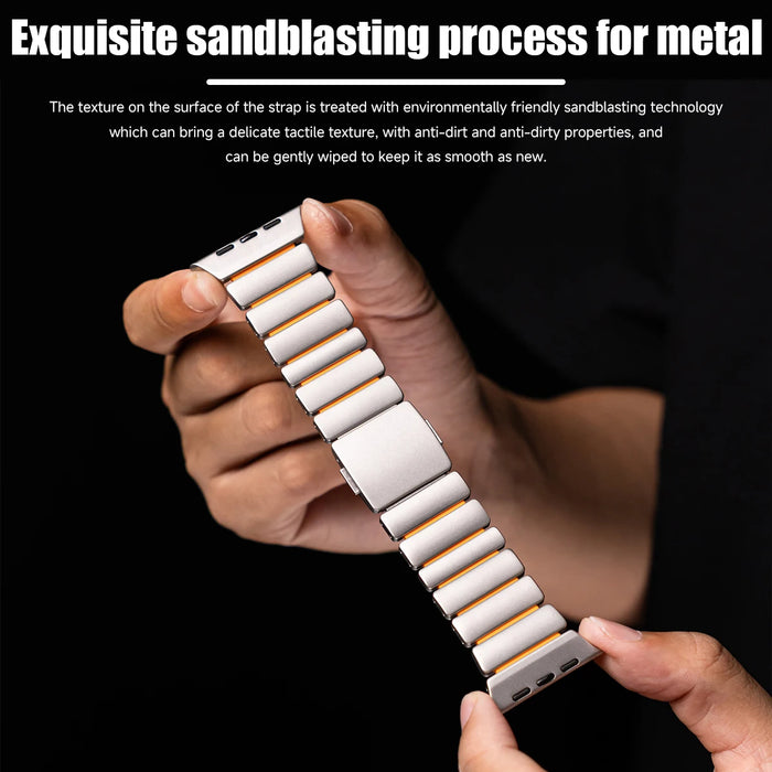 Luminous Magnetic Titanium-style Watch Band Compatible With Apple Watch Series On Sale